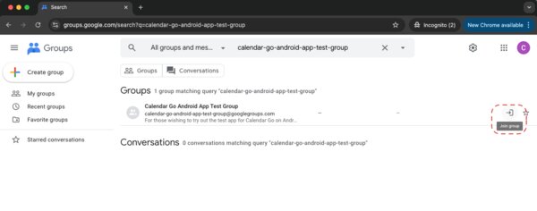 Click Join Group icon
