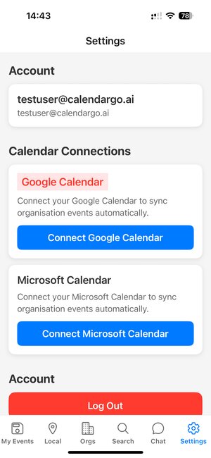 Tap Connect Google Calendar