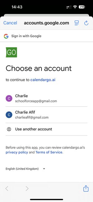 Choose Google account